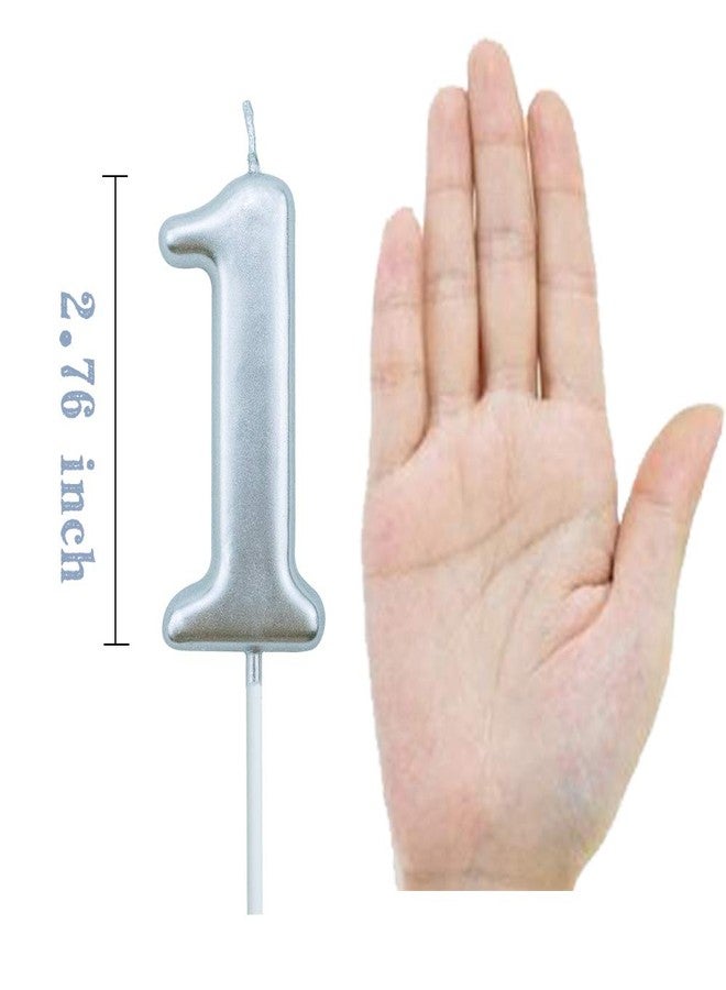 XNOVA 1st Birthday Candle First Year Silvery Happy Birthday Number One Candles for Cake Topper Decoration for Party Kids Adults Numeral 1 10 100 11 21 16 14 12 18 13 11 91 - Image 2